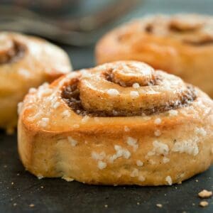 A close up of some pastries on a table