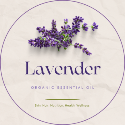 Lavender organic essential oil label design.